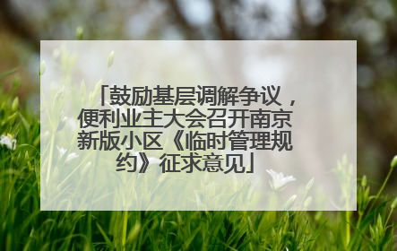 鼓励基层调解争议，便利业主大会召开南京新版小区《临时管理规约》征求意见