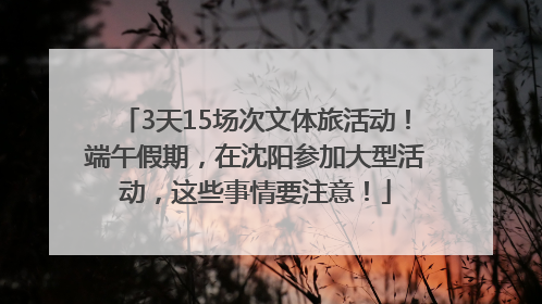 3天15场次文体旅活动！端午假期，在沈阳参加大型活动，这些事情要注意！