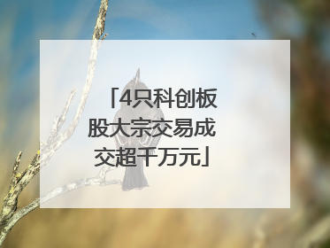 4只科创板股大宗交易成交超千万元