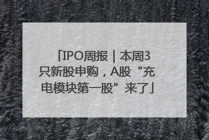 IPO周报｜本周3只新股申购，A股“充电模块第一股”来了